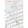 316L Çelik Zirkon Taşlı Kalp Model Gold Renk Kadın Kolye - TJ-BKO10523