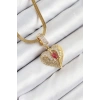 316L Çelik Zirkon Taşlı Kanatlı Kalp Model Gold Renk Kadın Kolye - TJ-BKO10533