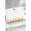 925 Ayar Gümüş Çivi Pirinç Gold Renk İşlemeli Halka Model Kadın Küpe Seti - TJ-BKP10411