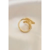 Ayarlamalı Gold Renk Metal Zirkon Taşlı Kanat Yüzük - TJ-BYK2032