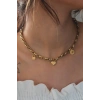 Çelik Gold Renk Kalın Zincir Model Kalp Figür Kadın Kolye