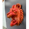 Dekoratif Asılabilir Aslan Başı 3D Duvar Heykeli Gold Red 20x21 cm