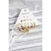 Gold Renk 6 Çiftli Pirinç Kadın Küpe Seti - TJ-BKP11323