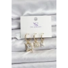 Gold Renk Zirkon Taşlı Kadın Küpe - TJ-BKP11344