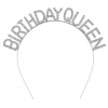 Gümüş Renk Kristal Taşlı Parlak Birthday Queen Yazılı Kraliçe Taç 16x17 cm