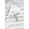 Gümüş Renk Pirinç 6 Çiftli Kadın Küpe Seti