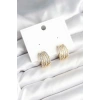 Kaburga Model Zirkon Taşlı Pirinç Kadın Küpe - TJ-BKP11310