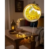 Minareli Hilal LED Işık Gold Metal Gövdeli Pilli Ramazan Dekoru