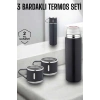 Paslanmaz Çelik 3’lü Termos Seti Vakumlu ve 8 Saat Isı Koruma