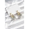 Pirinç Damla Model Gümüş Gold Renk Kadın Küpe - TJ-BKP11297