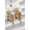 Pirinç Gold Renk 3 Sıra Dalga Model Kadın Küpe - TJ-BKP10237