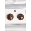 Pirinç Gold Renk 3D Daire Leopar Model Kadın Küpe
