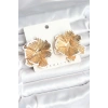Pirinç Gold Renk Beyaz Mine Detaylı Lotus Kadın Küpe - TJ-BKP11367