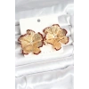 Pirinç Gold Renk Bordo Renk Detaylı Lotus Kadın Küpe - TJ-BKP11366