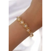 Pirinç Gold Renk İçi Zirkon Taşlı Kalp Figürlü Bileklik - TJ-BB6140