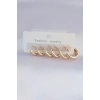 Pirinç Gold Renk Oval Küpe Seti