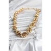 Pirinç Gold Renk Sarmal Halat Model Kadın Kolye