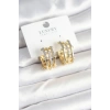 Pirinç Gold Renk Taşlı Halka Kadın Küpe - TJ-BKP11238