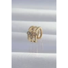 Pirinç Gold Renk Yonca Earcuff Küpe