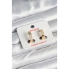 Pirinç Gold Renk Zirkon Taşlı Altıgen Kadın Küpe - TJ-BKP11245