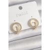 Pirinç Gold Renk Zirkon Taşlı Halka Model Kadın Küpe