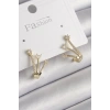 Pirinç Gold Renk Zirkon Taşlı Kadın Küpe - TJ-BKP9963