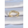 Pirinç Gold Renk Zirkon Taşlı Kadın Yüzük - TJ-BYK3308