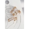 Pirinç Gold Renk Zirkon Taşlı Kare Zincir Model Kadın Kıkırdak Küpe - TJ-BKP10588