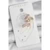 Pirinç Gold Renk Zirkon Taşlı Kare Zincir Model Kadın Kıkırdak Küpe - TJ-BKP10588