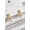 Pirinç Gold Renk Zirkon Taşlı Yılan Model Kadın Küpe - TJ-BKP9790