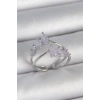 Pirinç Gümüş Renk Mor Damla Zirkon Taşlı Taç Model Kadın Yüzük - TJ-BYK3714
