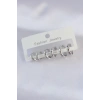 Pirinç Gümüş Renk Oval Bombeli Küpe Seti - TJ-BKP8997