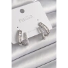 Pirinç Gümüş Renk Zirkon Taşlı Kadın Küpe - TJ-BKP9970