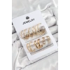 Pirinç Karışık Halka Model Gold Renk 6 Çift Kadın Küpe Set - TJ-BKP10885