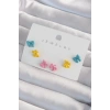 Pirinç Rengarenk Mineli Minimal Fiyonk Küpe Seti - TJ-BKP9319