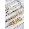 Pirinç Üçgen Model Gold Renk Kadın Yüzük Kombin Set - TJ-BYK3821