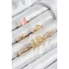 Pirinç Ve Kalp Model Gold Renk Kadın Yüzük Kombin Set - TJ-BYK3817