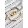 Pirinç Zirkon Taşlı Ayrık Model Gold Renk Bileklik Yüzük Set - TJ-BB7605