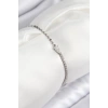 Pirinç Zirkon Taşlı Damla Model Ezme Zincir Gümüş Renk Kadın Bileklik - TJ-BB7590
