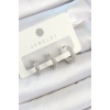 Pirinç Zirkon Taşlı Halka Model Gümüş Renk 3lü Çift Kadın Küpe Set - TJ-BKP10812