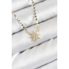 Pirinç Zirkon Taşlı Kutup Yıldızı Model Ezme Zincir Gold Renk Kadın Kolye - TJ-BKO10390