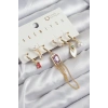 Pirinç Zirkon Taşlı Sallantılı Ve İncili Gold Renk 6lı Küpe Set - TJ-BKP11204