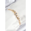 Pirinç Zirkon Taşlı Sıralı Daire Model Gold Renk Asansörlü Kadın Bileklik - TJ-BB7719