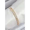 Pirinç Zirkon Taşlı Su Yolu Model Gold Renk Kadın Bileklik - TJ-BB7881