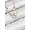 Pirinç Zirkon Taşlı Yonca Model Ezme Zincir Gold Renk Kadın Kolye - TJ-BKO10392
