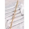 Pirinç Zirkon Taşlı Yonca Model Gold Renk Kadın Bileklik - TJ-BB7545