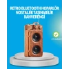 Retro Bluetooth Hoparlör Ahşap Görünümlü 5W Çift Stereo Ses