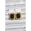 Siyah Mineli Kare Gold Renk Vintage Kadın Küpe - TJ-BKP11490