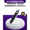 USB Yuvalı Anahtarlı Üçlü Priz 2 Metre Kablolu