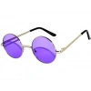 Yuvarlak Cam John Lennon Tarzı Gümüş Çerçeveli Mor Gözlük